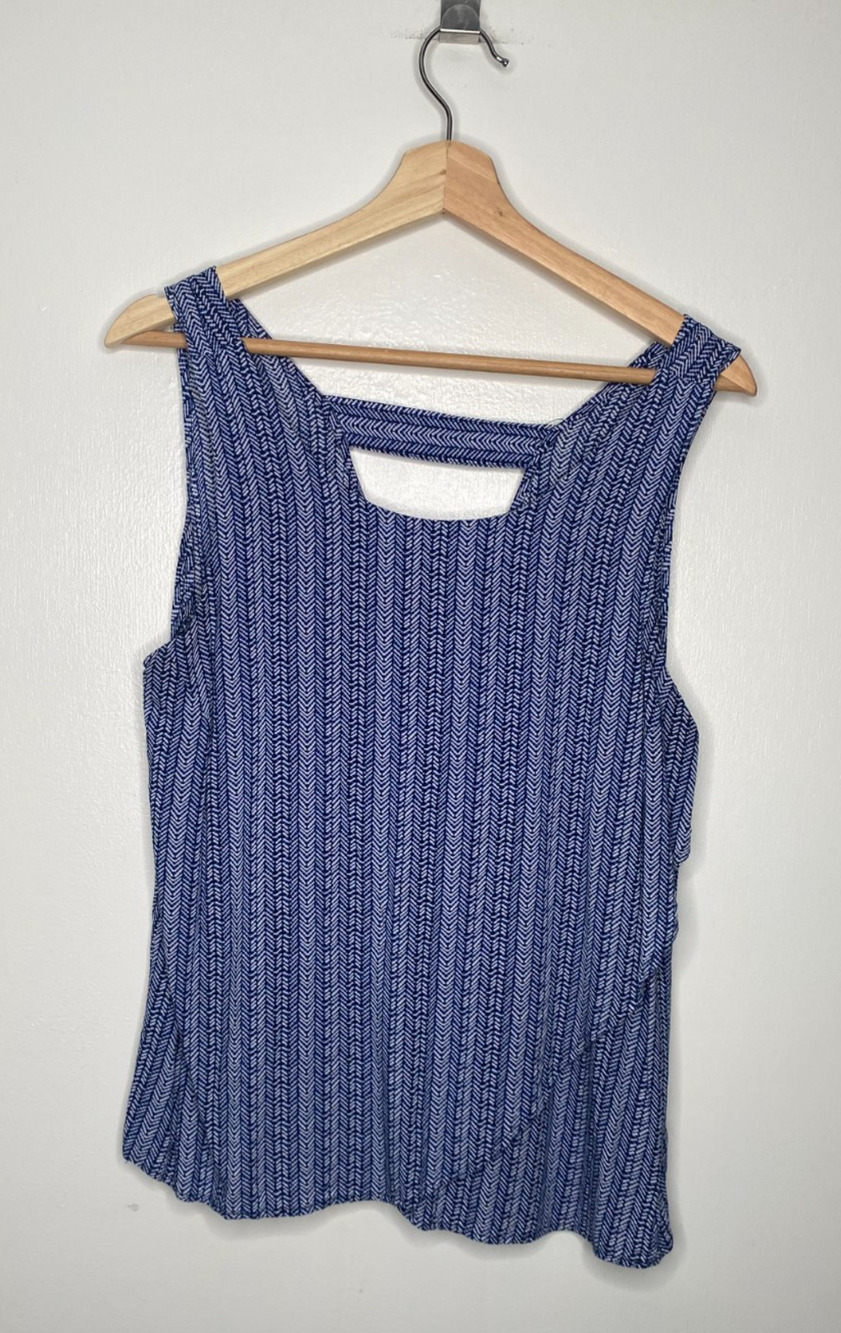 GAP Blue & White Nautical Sleeveless Top – Women’s Size Large